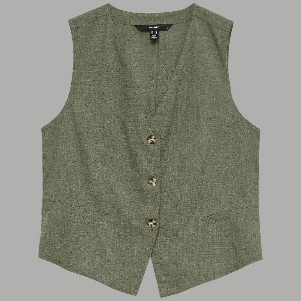 Gilet Donna Vero Moda in Misto Lino e Cotone con Bottoni - Prodotti di Classe