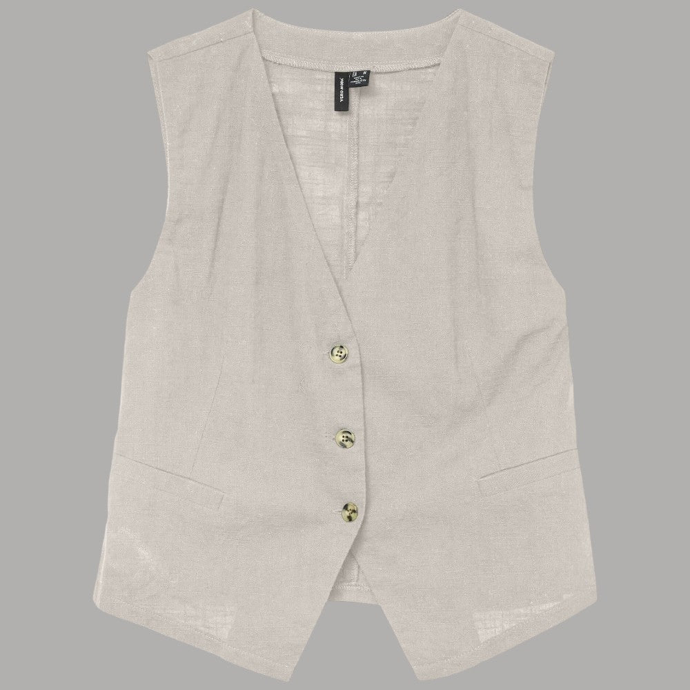 Gilet Donna Vero Moda in Misto Lino e Cotone con Bottoni - Prodotti di Classe