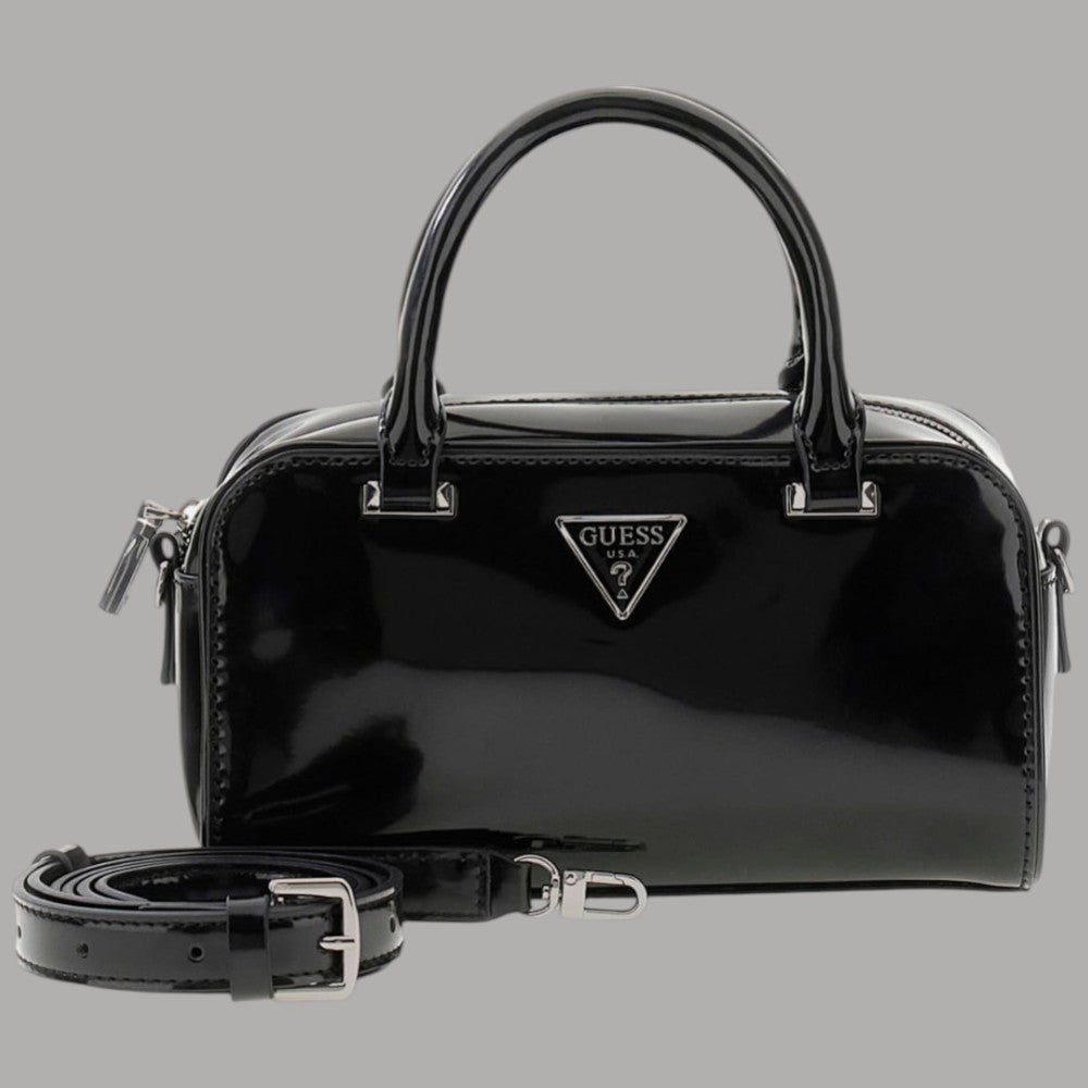 Guess Mini Borsa Lucida Arnela con Tracolla e Dettagli Argento - Prodotti di Classe