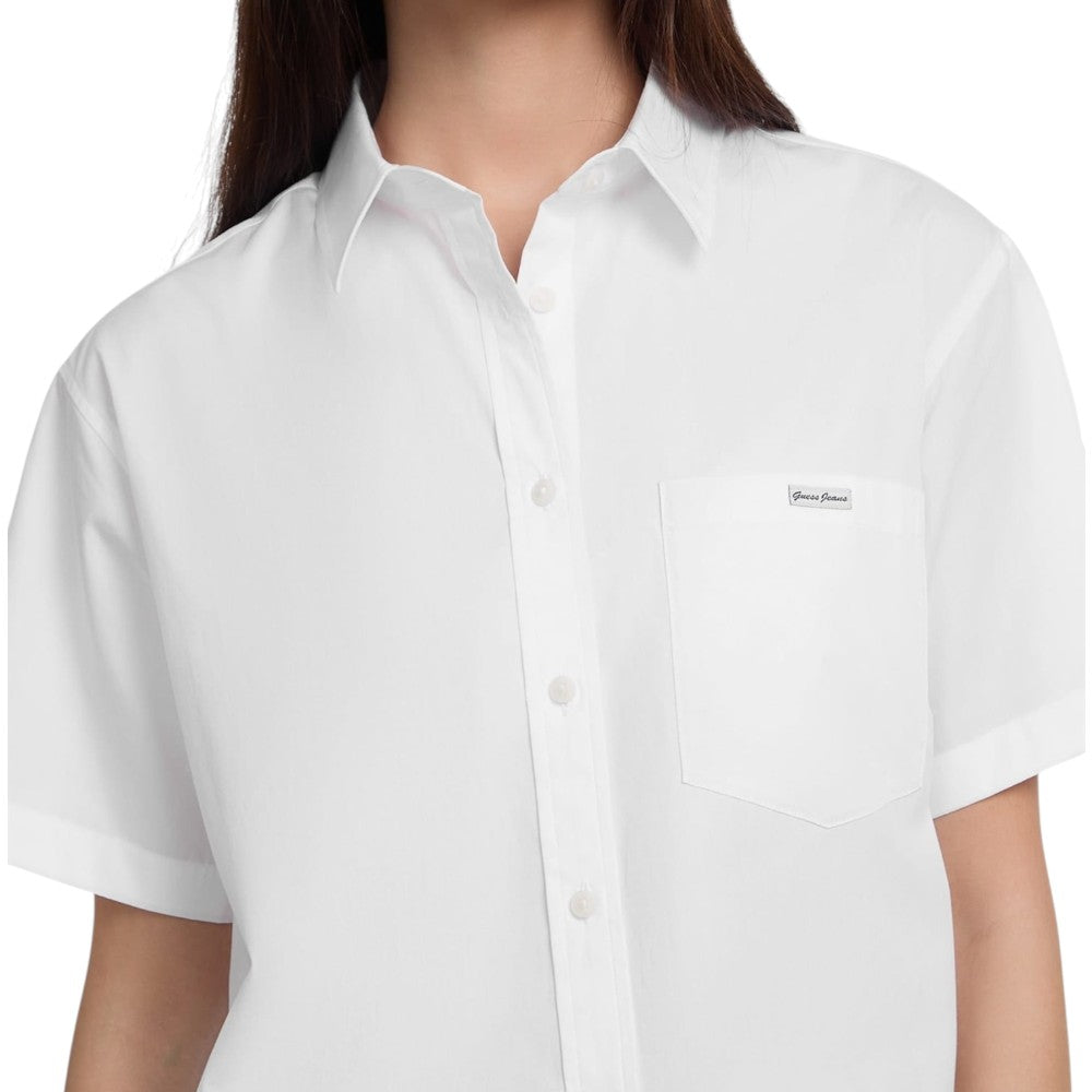 Guess camicia bianca cropped boxy shirt W5GH98 WH7P1 G011 Camicie Guess Jeans