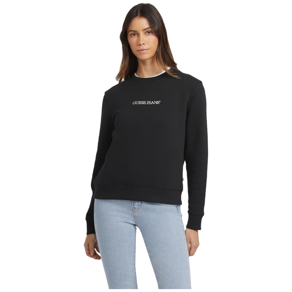Guess jeans felpa nera logo ricamato W4YQ10KC811JBLK Felpe Guess Jeans