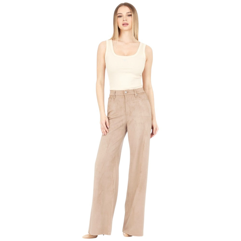 Guess pantalone in suede tortora Bellflower W5RA82 WE0L0 A10L Pantaloni Guess