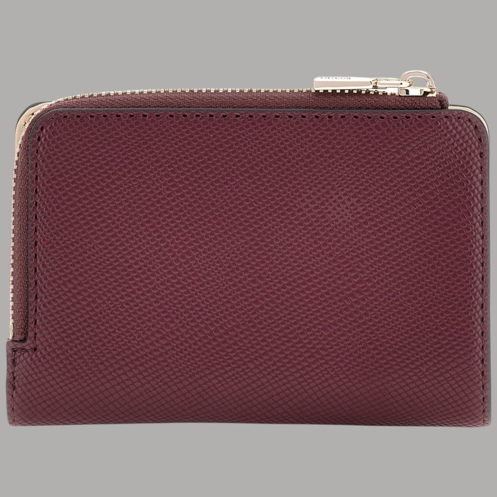 Portacarte Guess vino con zip, lato posteriore e finitura effetto saffiano