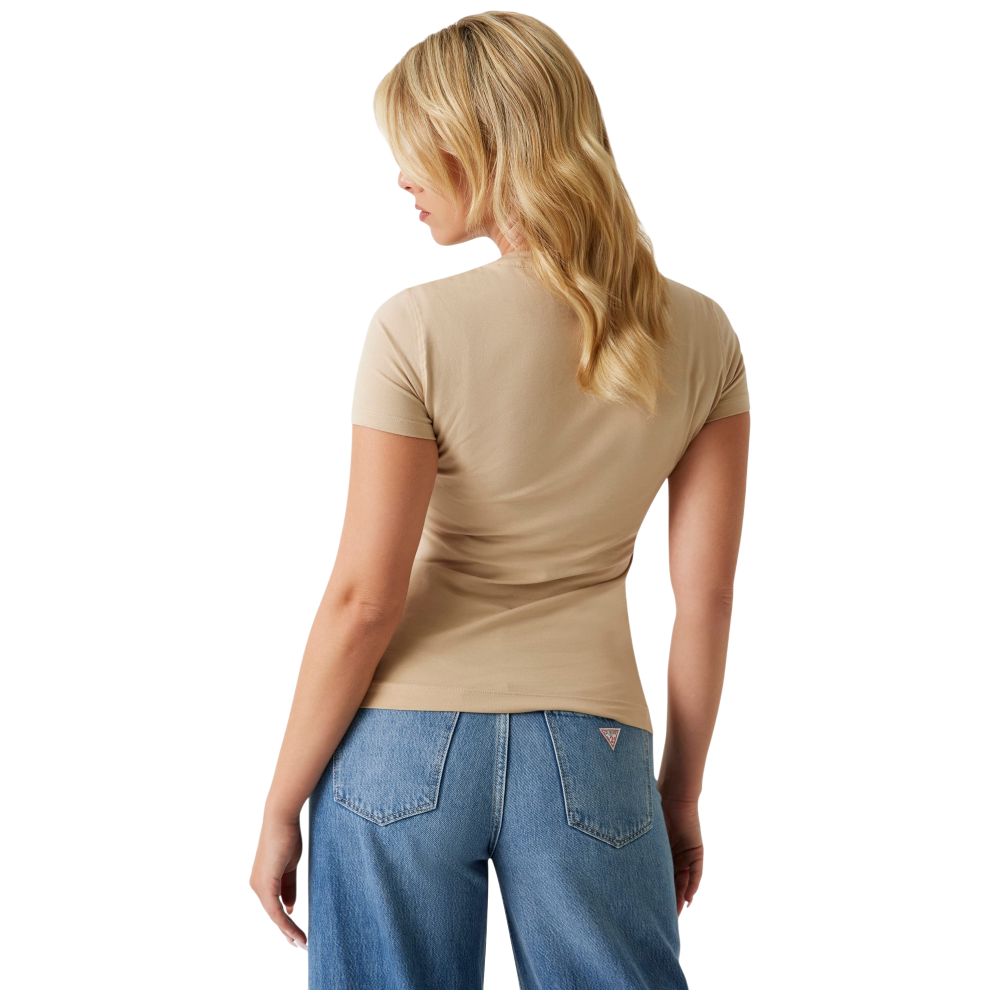 Guess t-shirt beige logo triangolo W5YI13J1314G1L7 T-shirt Guess