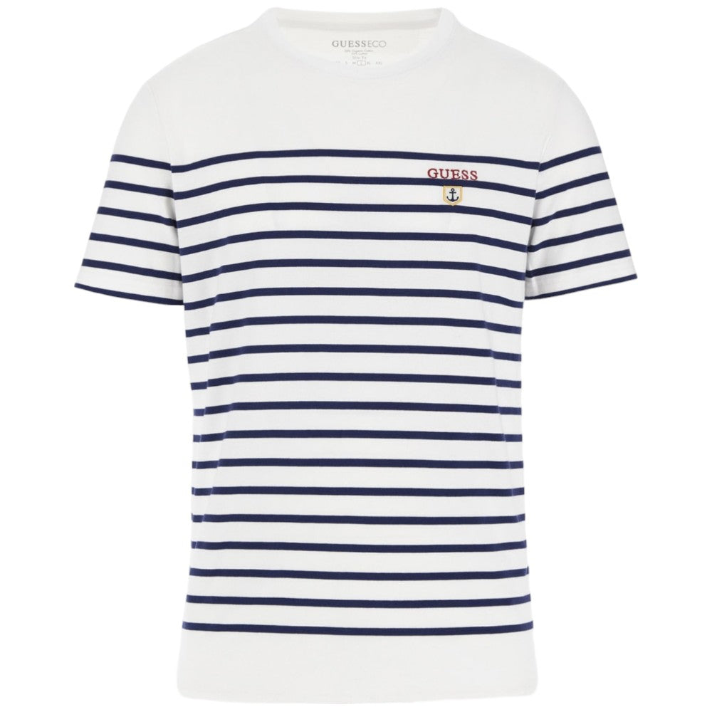 Guess t-shirt bianca blu a righe M4GI33 KC6X1 T-shirt Guess