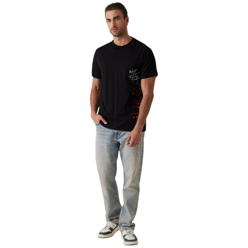 Guess t-shirt nera logo vertical M5RI01 KCHA1 JBLK T-shirt Guess