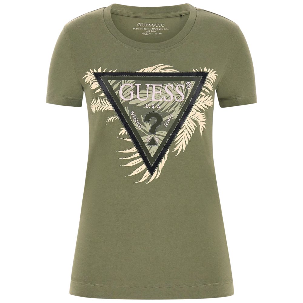 Guess t-shirt verde logo triangolo W5YI13J1314G831 T-shirt Guess