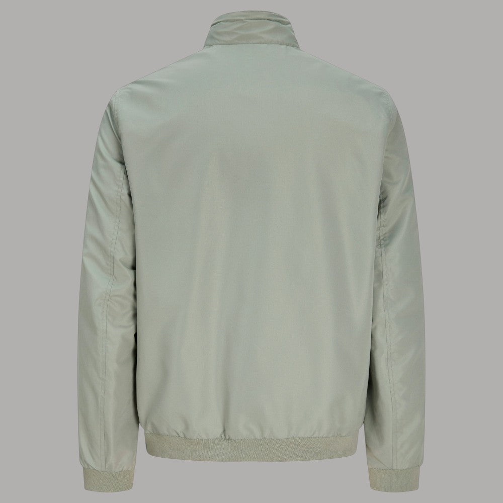 Giacca bomber mezza stagione con cappuccio, lato posteriore liscio, verde chiaro