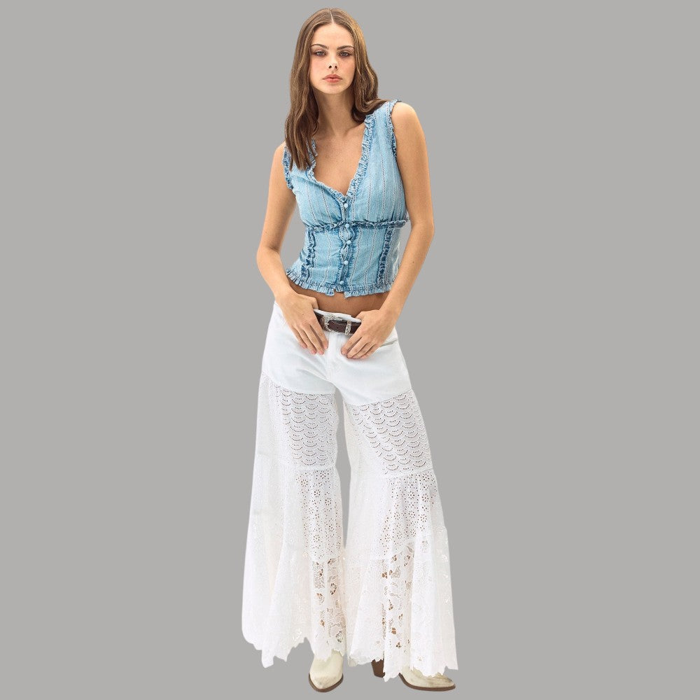 Guess jeans bianco in pizzo sangallo ESCAPE W6GAJ8D0741 - Prodotti di Classe