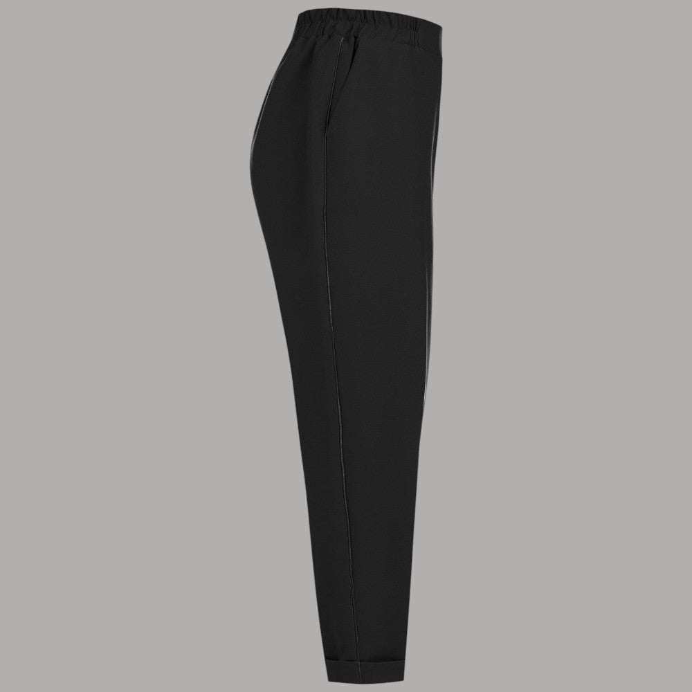 Pantaloni da donna neri con elastico in vita e gamba dritta