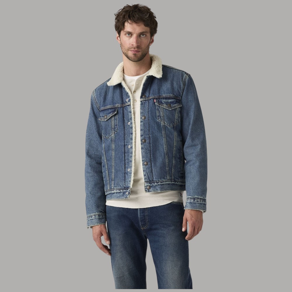 Levi's giacca blu in jeans sherpa trucker type III 163650292 - Prodotti di Classe