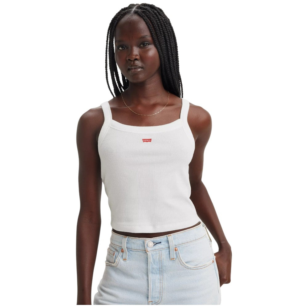 Levi's canotta a coste bianca cropped A74200009 T-shirt LEVI'S