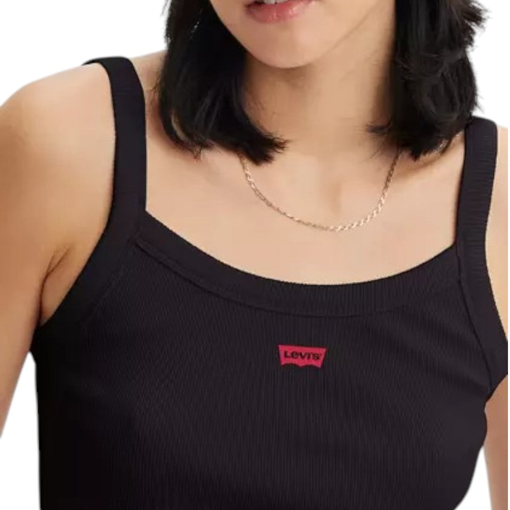 Levi's canotta a coste nera cropped A74200010 T-shirt LEVI'S