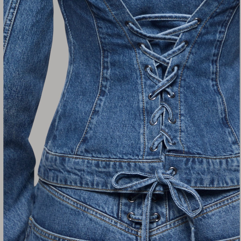 Liu Jo Giacca in denim con stringhe UA6511D0400 - Prodotti di Classe