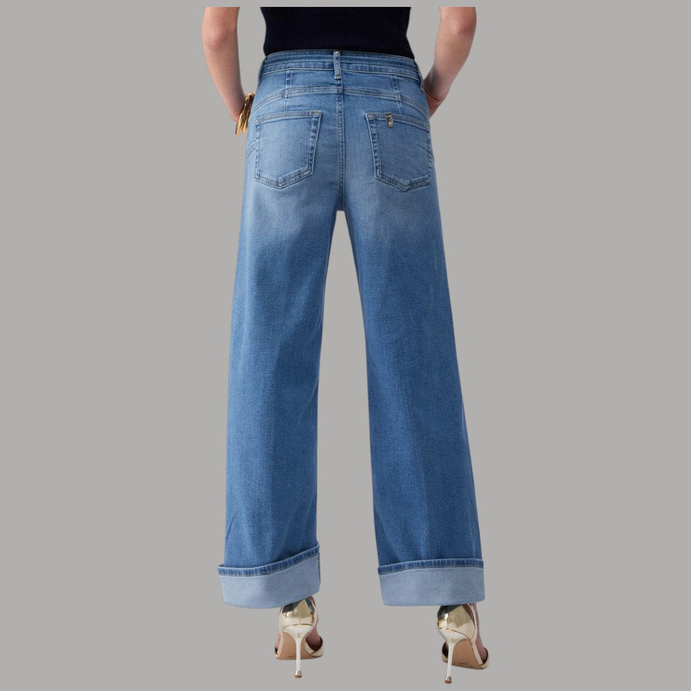 Liu Jo Jeans Flare Vita Alta con Cintura Logo Monogram - Prodotti di Classe