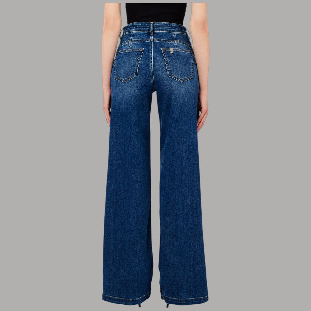 Liu Jo Jeans Flare Vita Alta con Cintura Monogram Regolabile - Prodotti di Classe