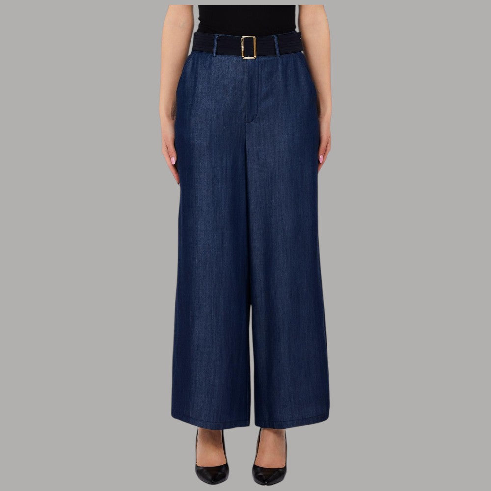 Liu Jo Jeans Palazzo Cropped Effetto Denim con Cintura Lyocell - Prodotti di Classe