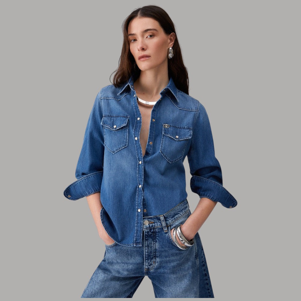 Liu Jo camicia denim stonewash, regular fit comodo eleganza casual - Prodotti di Classe