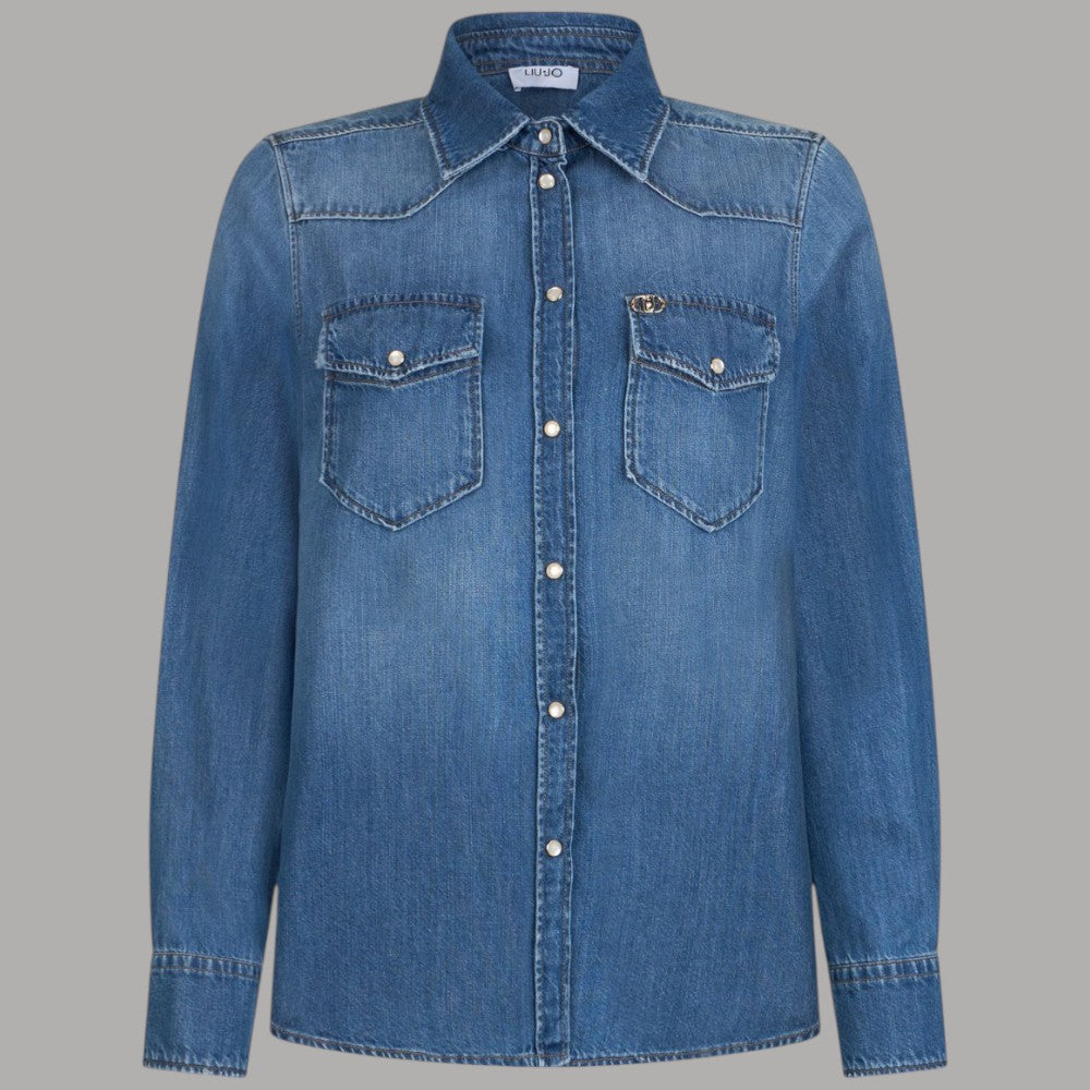 Liu Jo camicia denim stonewash, regular fit comodo eleganza casual - Prodotti di Classe