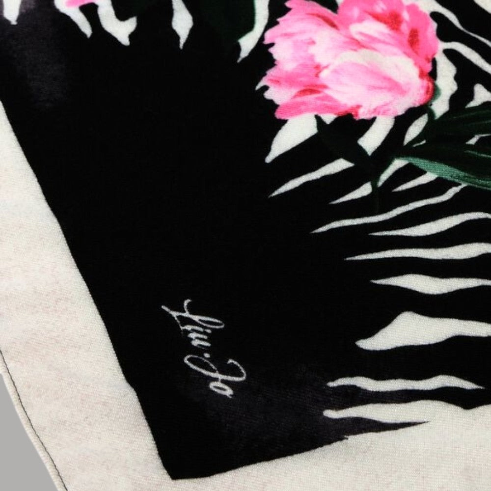 Liu Jo foulard nero floro zebrato 120X120 2F5075T0300 - Prodotti di Classe