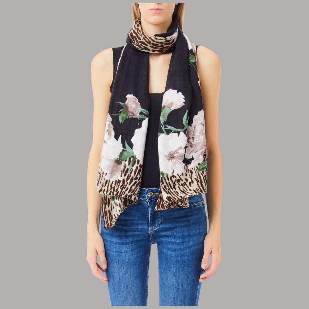 Liu Jo stola nera animalier floreale 70X180 2F5077T0300 - Prodotti di Classe