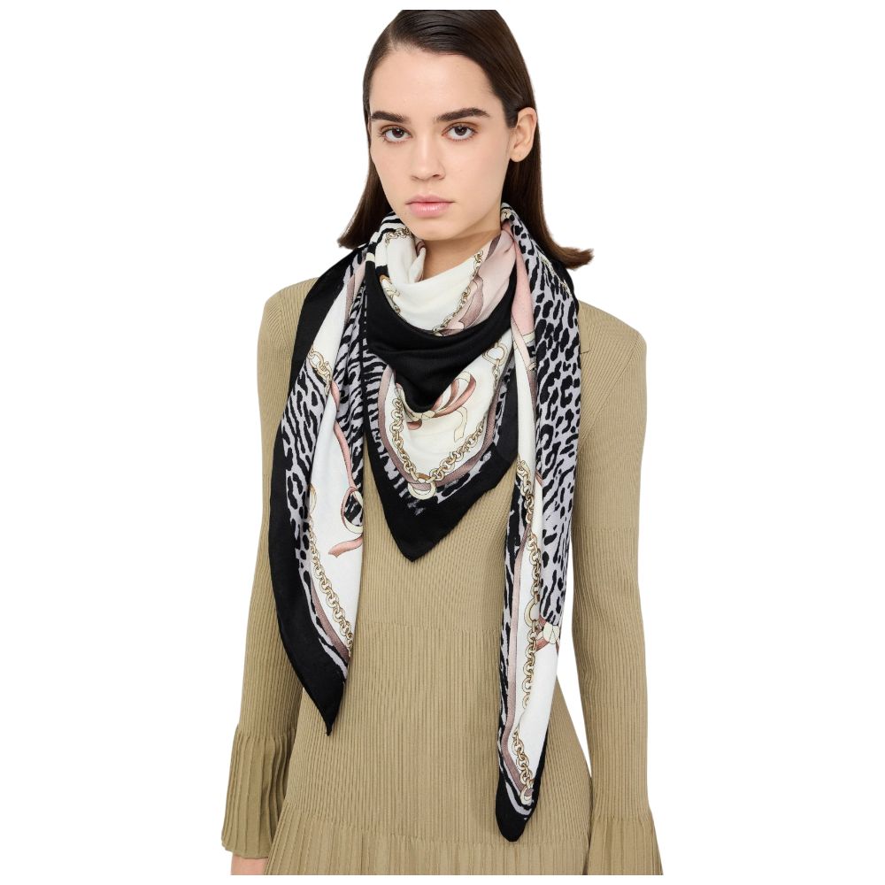 Liu Jo stola stampa ANIMALIER 120X120 2F5083T0300 Nero - Prodotti di Classe