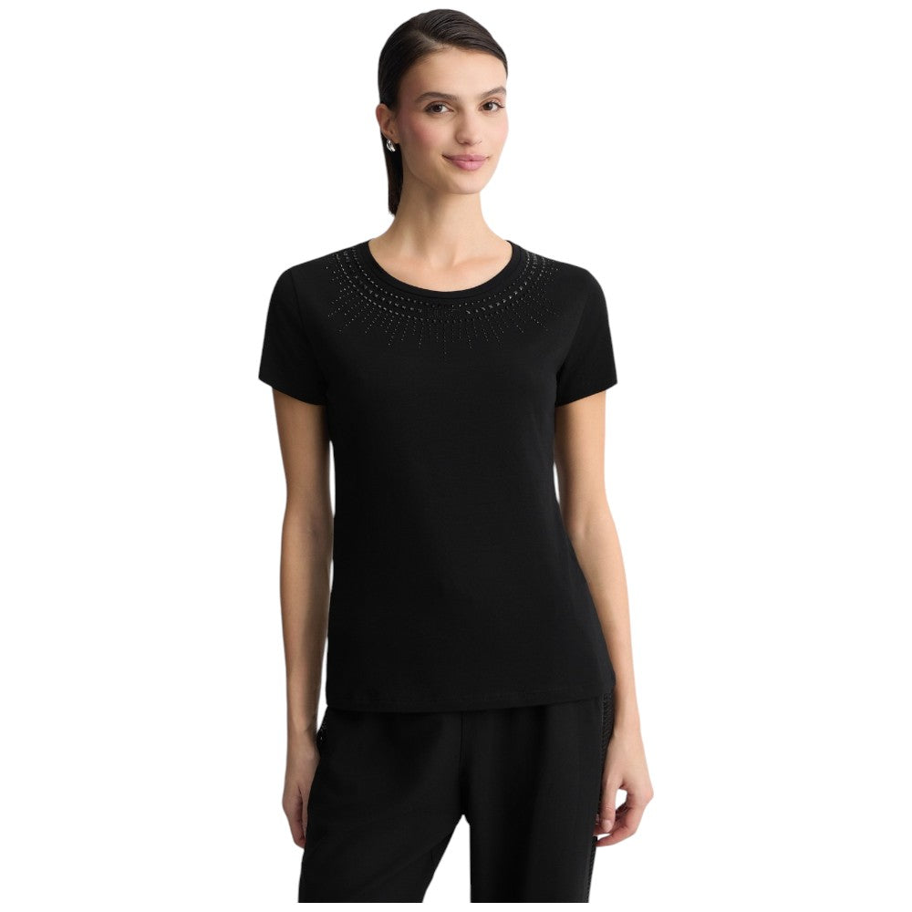 Liu Jo t-shirt nera girocollo con strass TA5214JS003 M9288 T-shirt Liu Jo