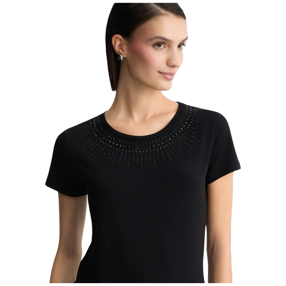 Liu Jo t-shirt nera girocollo con strass TA5214JS003 M9288 T-shirt Liu Jo