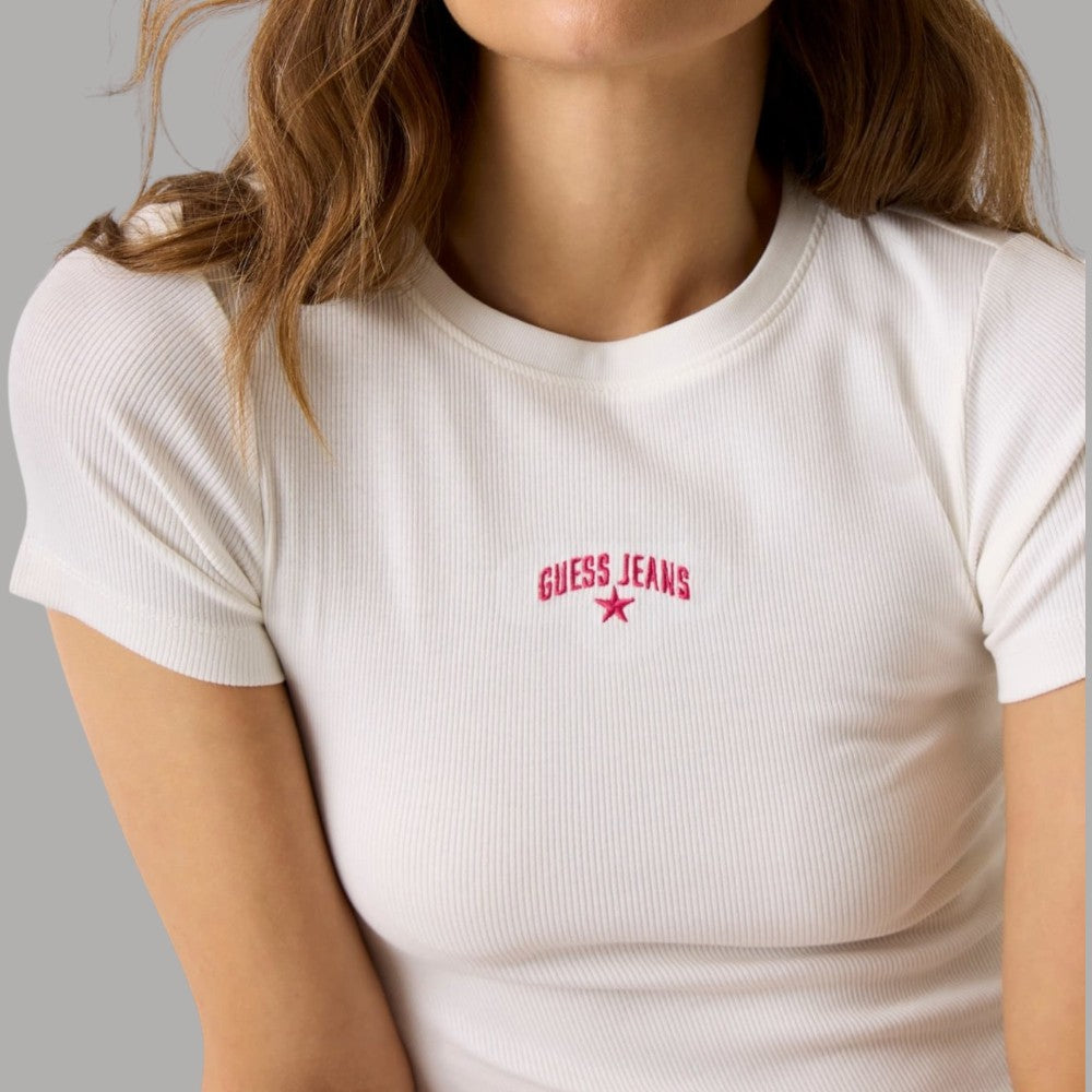 Maglietta a Coste T-Shirt Guess GJ Stella Ricamata Slim Fit - Prodotti di Classe