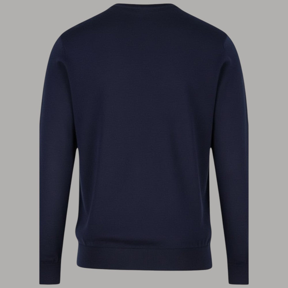 Pullover Guess in cotone blu con scollo rotondo, retro liscio