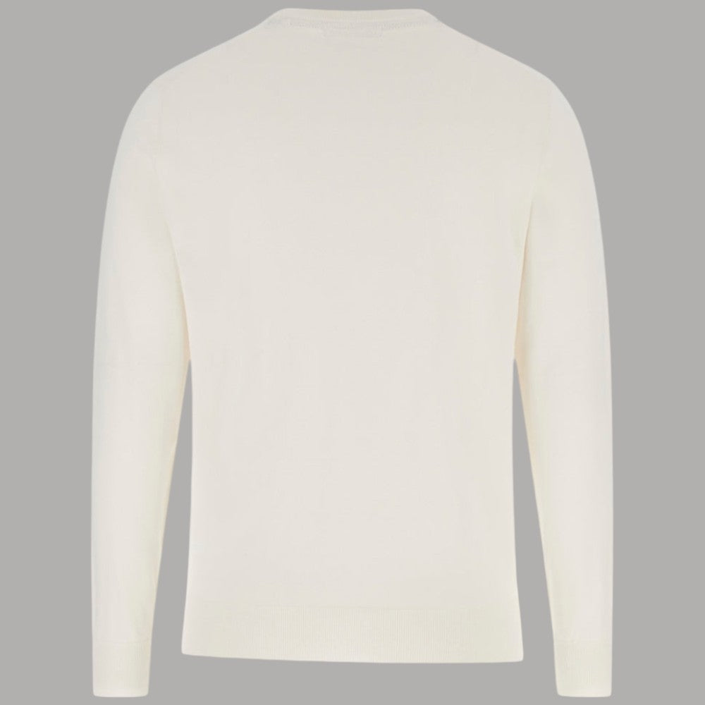 Pullover Guess in cotone latte con scollo rotondo, retro liscio