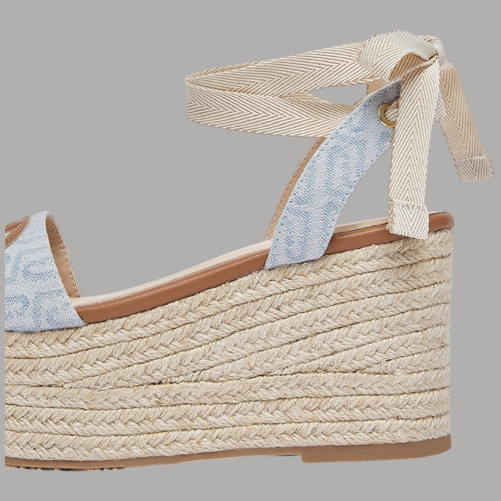 Sandali Zeppa Denim Jacquard Liu Jo con Lacci e Corda Intrecciata - Prodotti di Classe