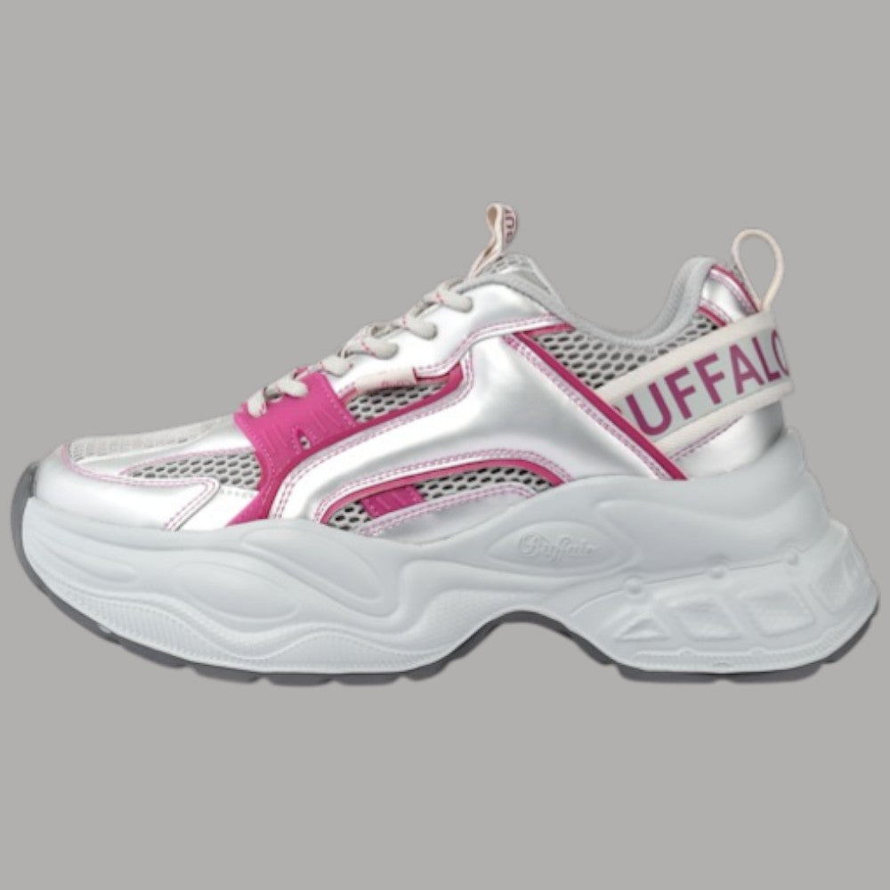 Scarpe Buffalo Yuno Platform Argento-Rosa, Comfort Vegan 5.1cm - Prodotti di Classe