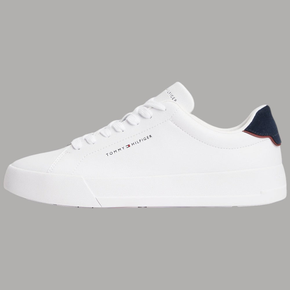 Sneakers Tommy Hilfiger bianche in pelle con lacci e logo sul lato