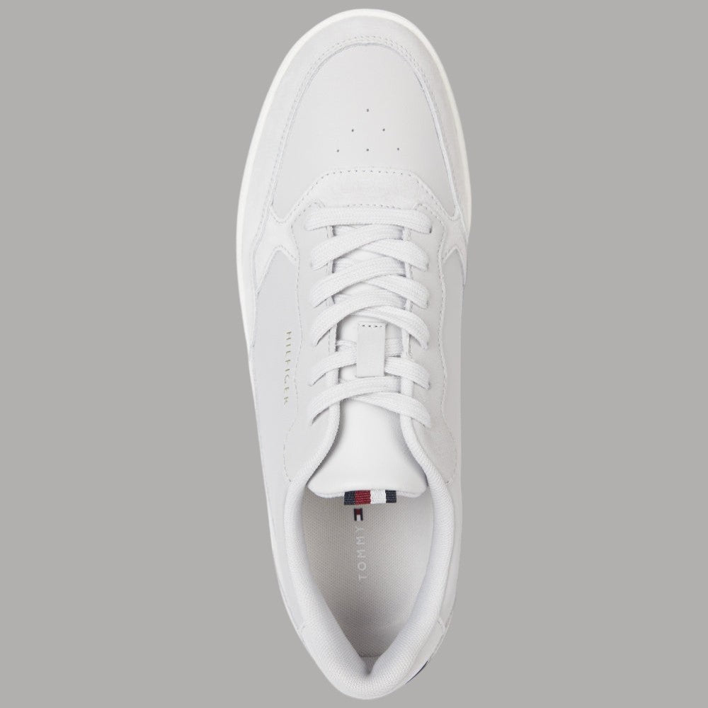 Scarpa uomo Tommy Hilfiger in pelle grigio chiaro con lacci bianchi