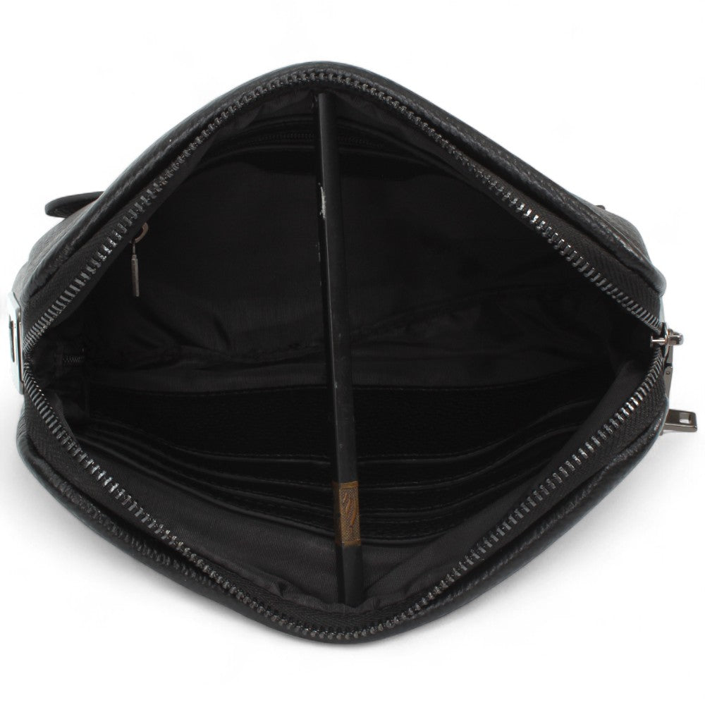 Sei G pochette nera da uomo con lucchetto ID Borselli SEI G