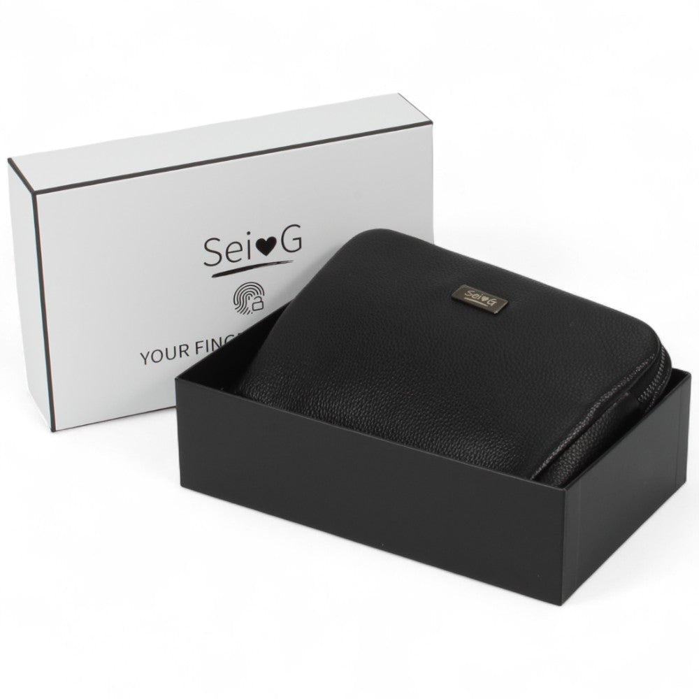 Sei G pochette nera da uomo con lucchetto ID Borselli SEI G