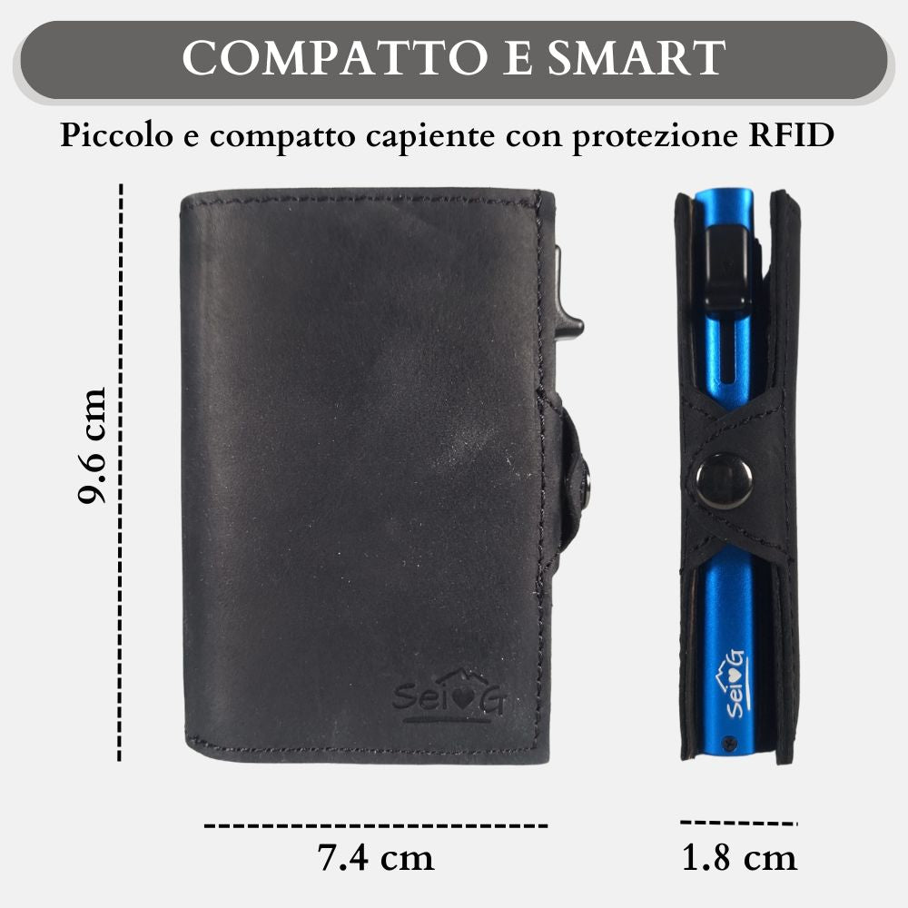 Sei G portacarte safe magnetic royal con custodia in pelle nera Portafogli SEI G