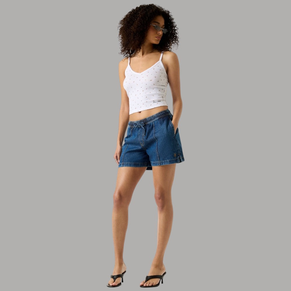 Shorts Guess GJ Denim Blu Vita Media Ricamo Logo Relassata - Prodotti di Classe