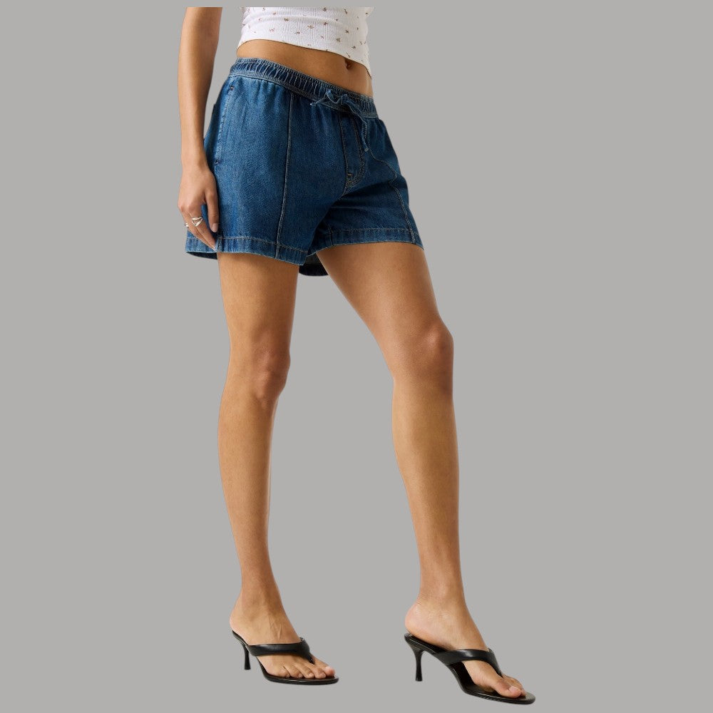 Shorts Guess GJ Denim Blu Vita Media Ricamo Logo Relassata - Prodotti di Classe
