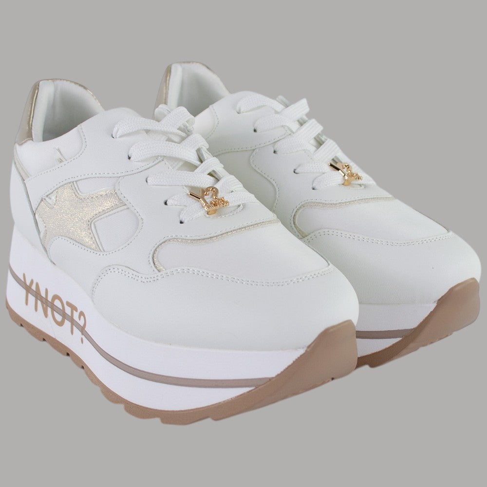 Sneakers Platform YNot Bianca Oro Glitter STELLA - Prodotti di Classe