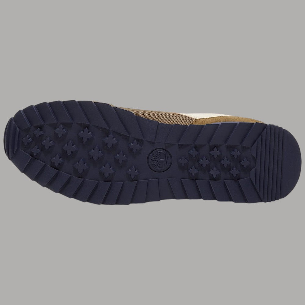 Suola esterna sneaker Timberland blu scuro con rilievi e logo al centro