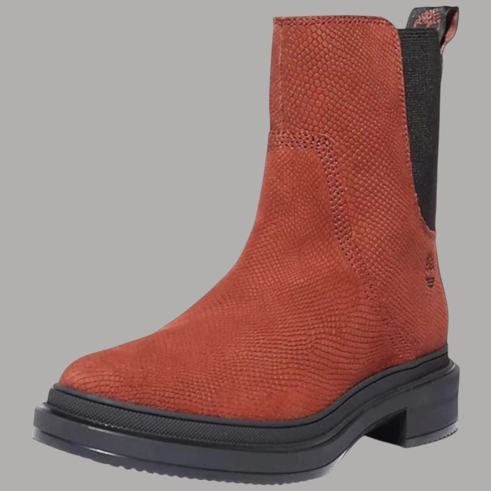 Stivaletti Chelsea da donna Timberland, tomaia rossa con elastico nero e tacco basso