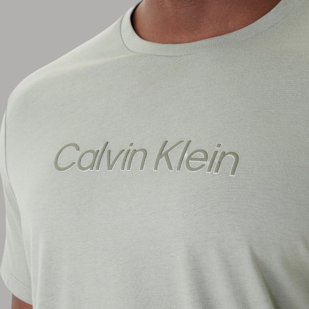 T-shirt Calvin Klein verde chiaro con logo sul petto