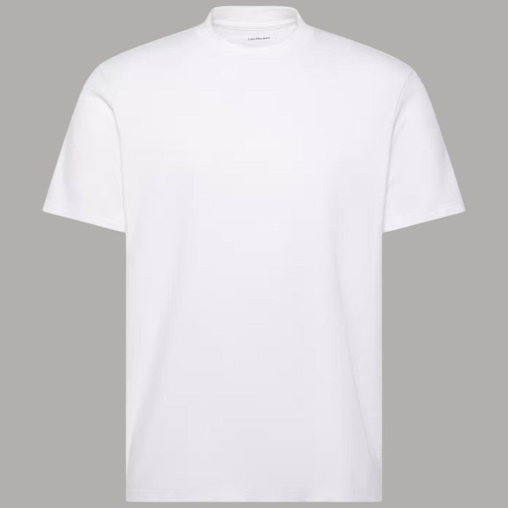 T-shirt Calvin Klein bianca, girocollo e maniche corte, logo frontale