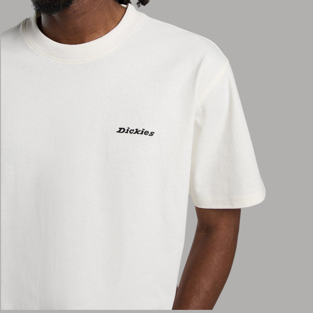 T-shirt Dickies ecru con logo sul petto, girocollo a maniche corte