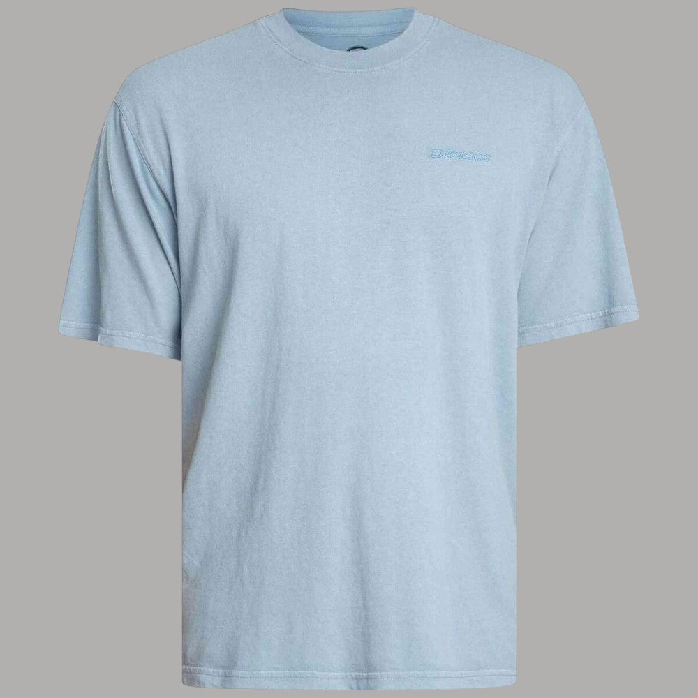 T-shirt cotone regular fit azzurro chiaro con logo sul petto