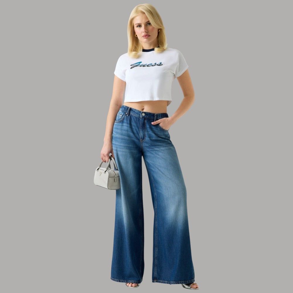 T-shirt Guess Cotone Donna Logo Paillettes Maniche Corte - Prodotti di Classe