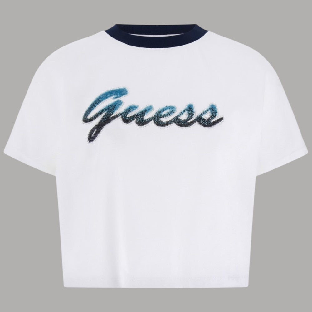 T-shirt Guess Cotone Donna Logo Paillettes Maniche Corte - Prodotti di Classe