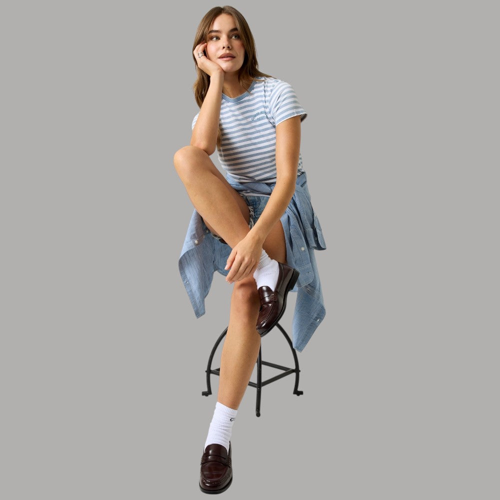 T-shirt Guess GJ Donna a Righe Cotone, Scollo Rotondo Logo - Prodotti di Classe